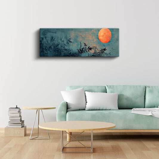 Kızıl Ay - Yaprakların Dansı ve Mistik Işık Kanvas Tablo