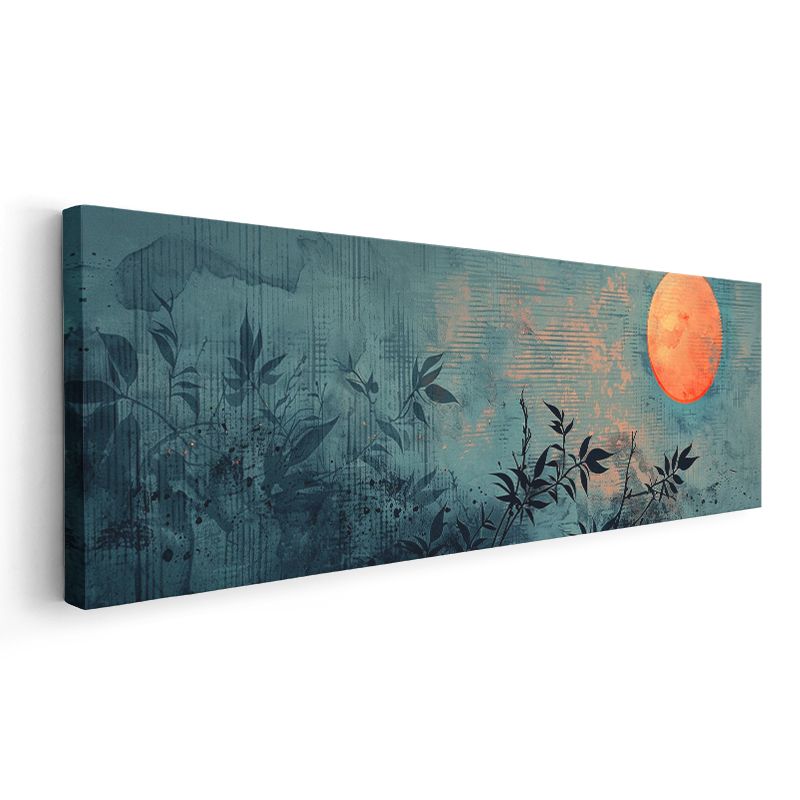 Kızıl Ay - Yaprakların Dansı ve Mistik Işık Kanvas Tablo