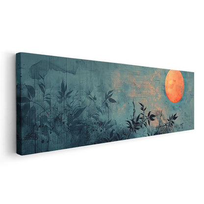 Kızıl Ay - Yaprakların Dansı ve Mistik Işık Kanvas Tablo