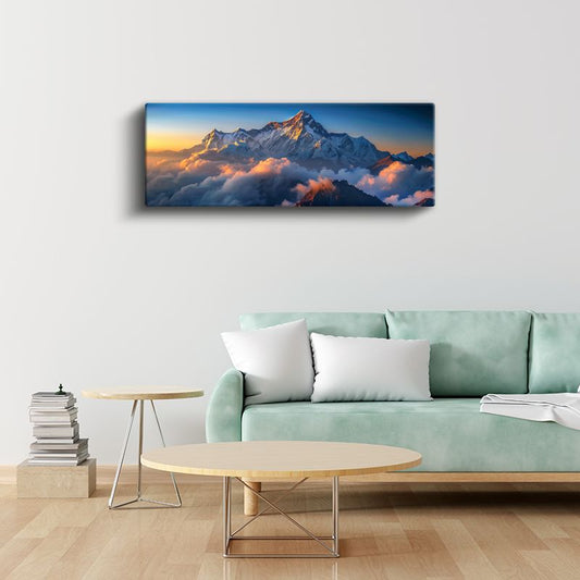 Karlı Zirveler - Bulutların Üzerinde Güneşin Dokunuşu Kanvas Tablo