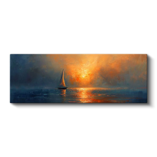 Yelkenli - Altın Saatlerde Denizin Huzuru Kanvas Tablo