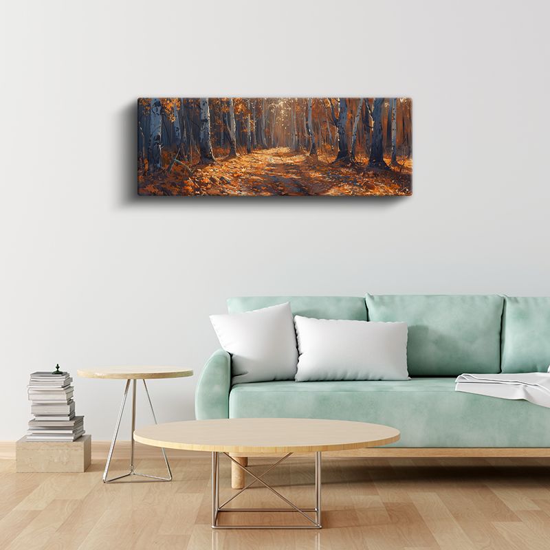 Sonbahar Patikası - Altın Yapraklı Orman Kanvas Tablo