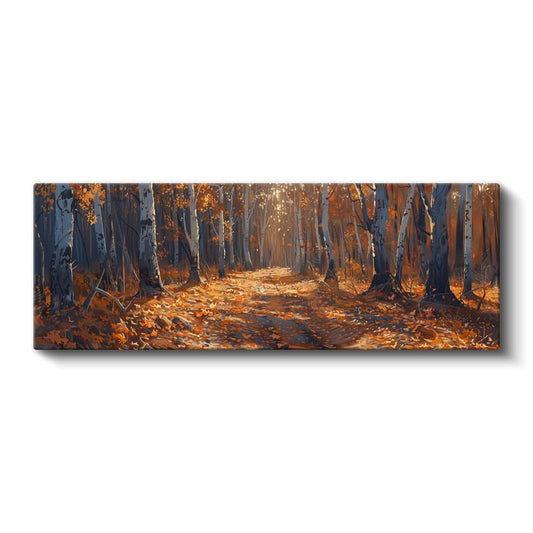 Sonbahar Patikası - Altın Yapraklı Orman Kanvas Tablo