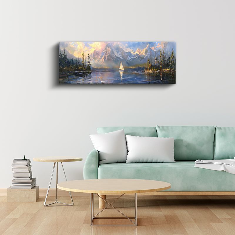 Dağ Gölü - Karlı Zirveler Arasında Yelkenli Yolculuğu Kanvas Tablo