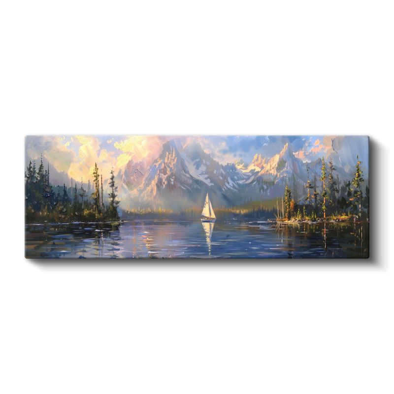 Dağ Gölü - Karlı Zirveler Arasında Yelkenli Yolculuğu Kanvas Tablo