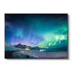 Yatay Kanvas Tablo Kuzey Işıkları ve Kış Yolu Manzara Tablosu Ev Ofis Duvar Dekoru