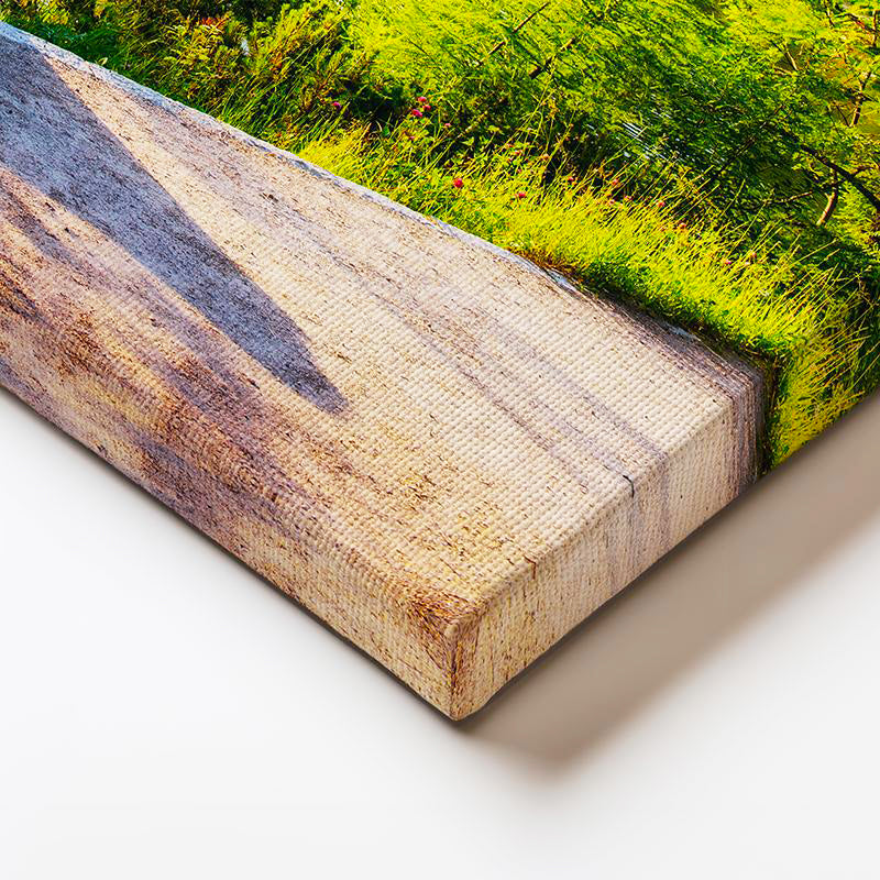 Yatay Kanvas Tablo Güneşli Göl Kenarı ve Patika Manzara Tablosu Ev Ofis Duvar Dekoru