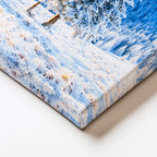 Yatay Kanvas Tablo Karlı İkiz Çam Ağacı Manzara Tablosu Ev Ofis Duvar Dekoru