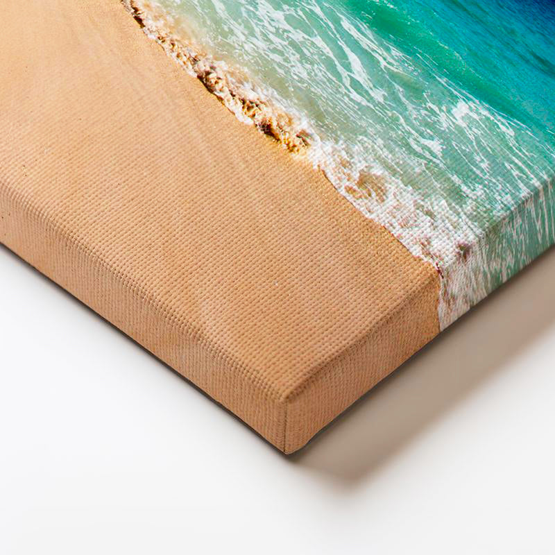 Yatay Kanvas Tablo Turkuaz Okyanus ve Kumsal Manzara Tablosu Ev Ofis Duvar Dekoru