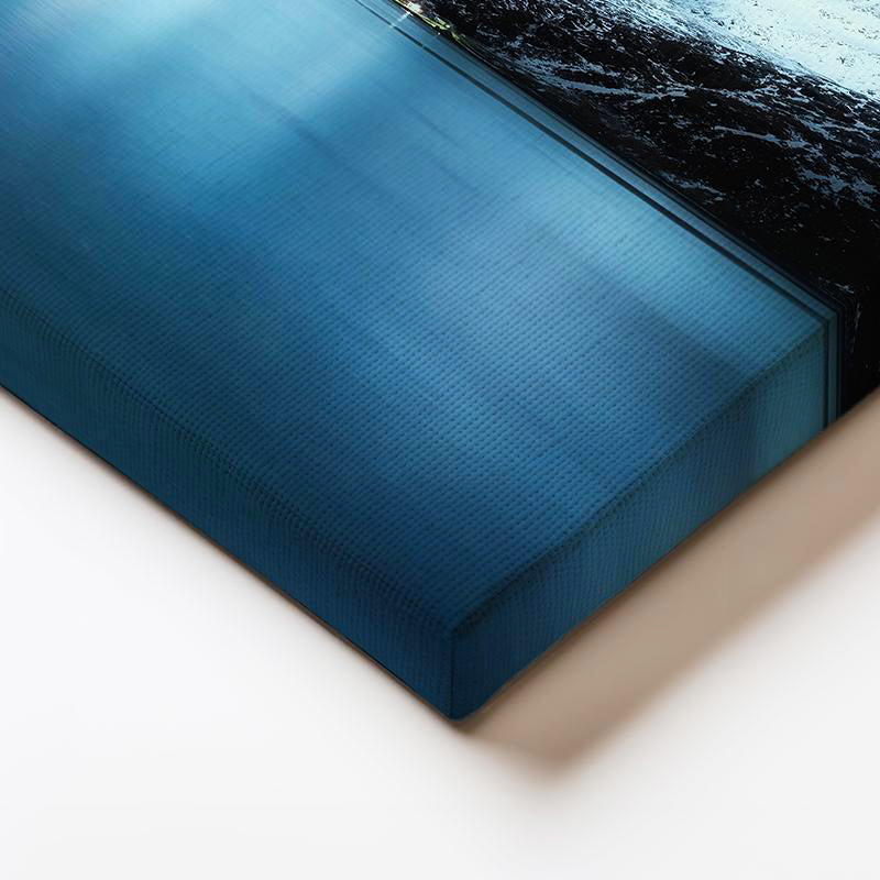 Yatay Kanvas Tablo Aurora Altında Karlı Dağ Manzara Tablosu Ev Ofis Duvar Dekoru