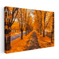 Yatay Kanvas Tablo Dökülen Yapraklar ve Park Yolu Manzara Tablosu Ev Ofis Duvar Dekoru