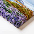 Yatay Kanvas Tablo Mor Çiçekli Vadi ve Dağlar Manzara Tablosu Ev Ofis Duvar Dekoru