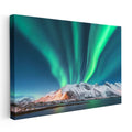 Yatay Kanvas Tablo Kutup Işıkları ve Karlı Zirve Manzara Tablosu Ev Ofis Duvar Dekoru