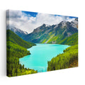 Yatay Kanvas Tablo Turkuaz Alp Gölü ve Yeşil Vadi Manzara Tablosu Ev Ofis Duvar Dekoru