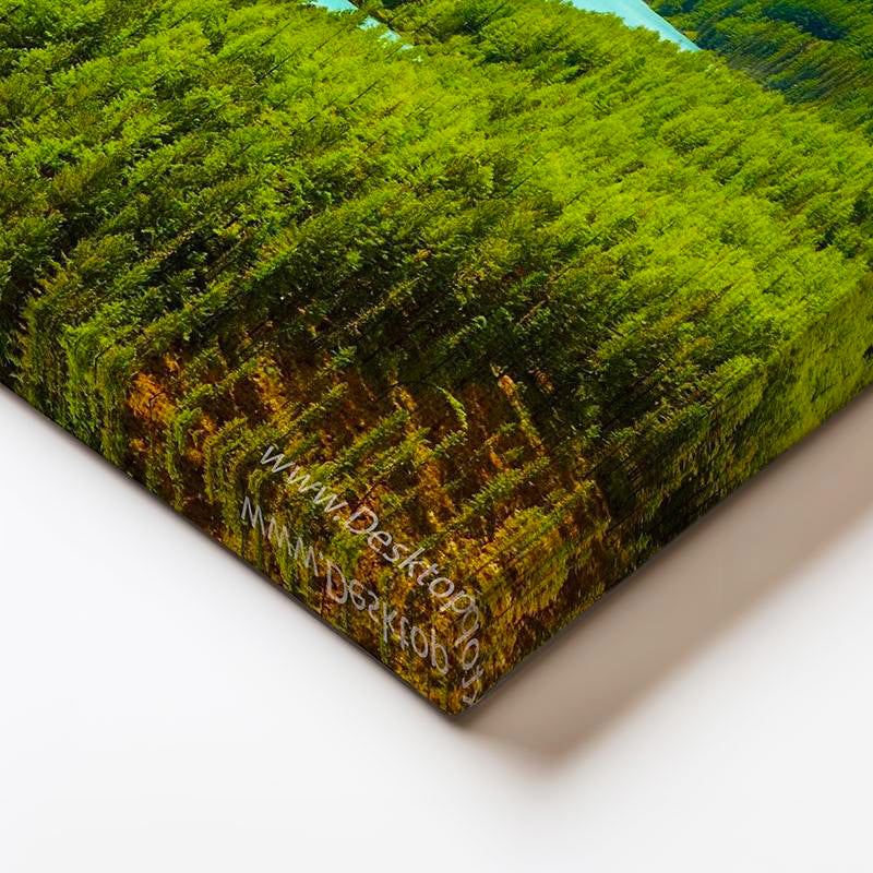 Yatay Kanvas Tablo Turkuaz Alp Gölü ve Yeşil Vadi Manzara Tablosu Ev Ofis Duvar Dekoru