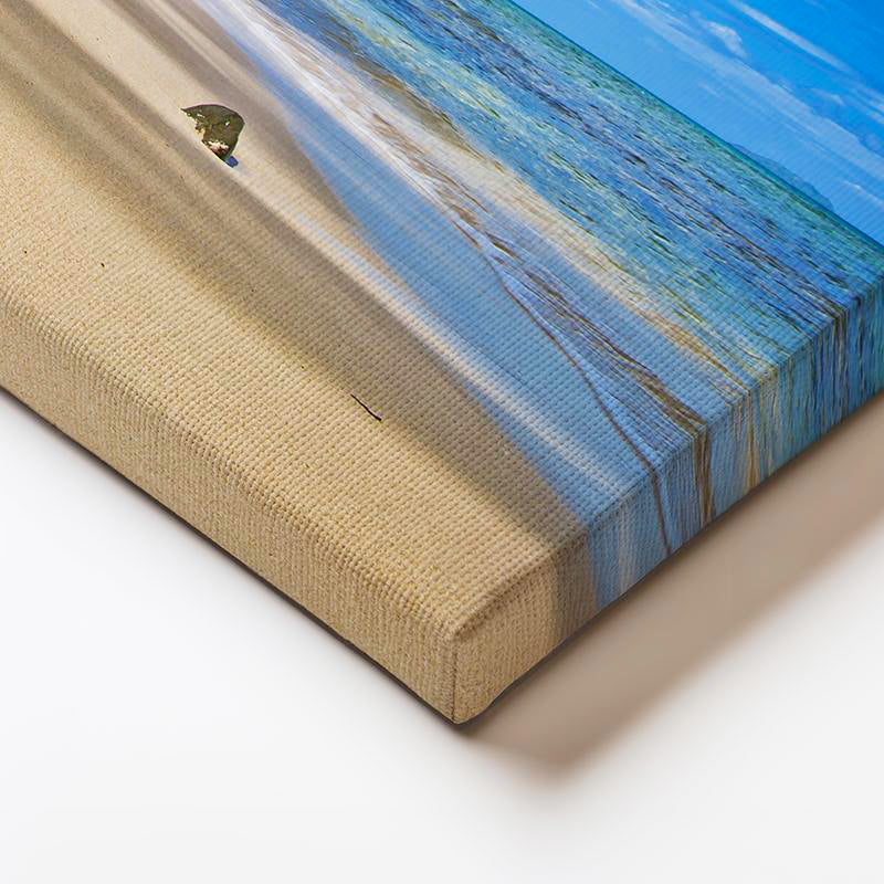 Yatay Kanvas Tablo Kumsalda Büyük Deniz Kabuğu Manzara Tablosu Ev Ofis Duvar Dekoru