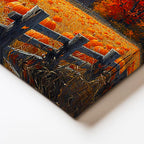 Yatay Kanvas Tablo Sonbahar Hasat Zamanı ve Çiftlik Evi Manzara Tablosu Ev Ofis Duvar Dekoru