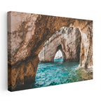 Yatay Kanvas Tablo Doğal Taş Kemer ve Deniz Mağarası Manzara Tablosu Ev Ofis Duvar Dekoru