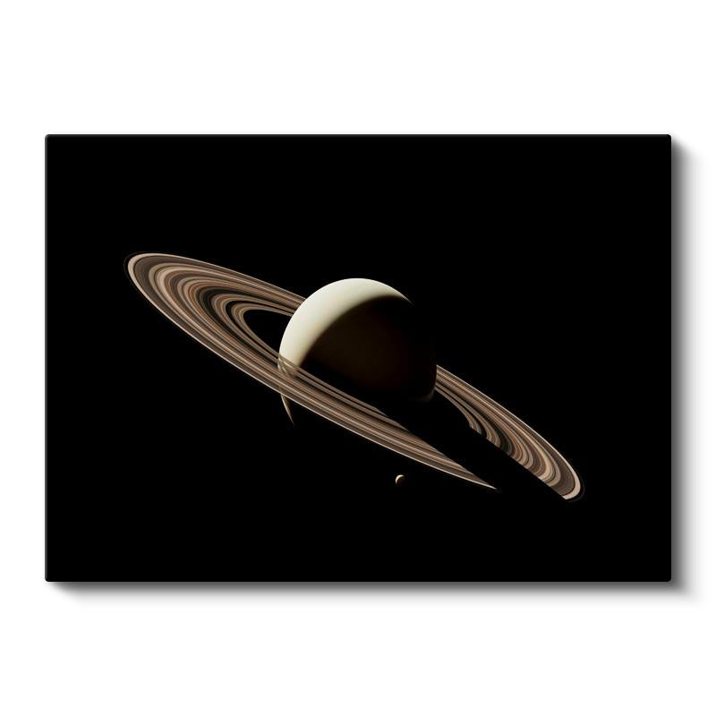 Yatay Kanvas Tablo Satürn Gezegeni ve İnce Halka Çizgisi Manzara Tablosu Ev Ofis Duvar Dekoru