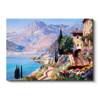 Yatay Kanvas Tablo Dağ Manzaralı Çiçekli Kasaba Manzara Ve Doğa Tablosu Ev Ofis Duvar Dekoru