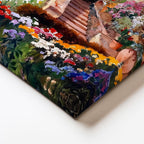 Yatay Kanvas Tablo Dağ Manzaralı Çiçekli Kasaba Manzara Ve Doğa Tablosu Ev Ofis Duvar Dekoru