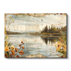 Yatay Kanvas Tablo Göl Kenarı Kıyı Çiçekleri Manzara Ve Doğa Tablosu Ev Ofis Duvar Dekoru