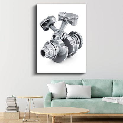 Motor Mühendisi - Piston ve Krank Mili Detayı Kanvas Tablo