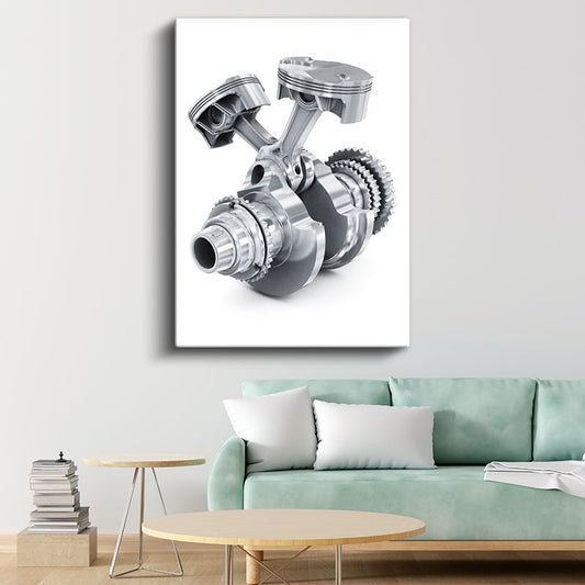 Motor Mühendisi - Piston ve Krank Mili Detayı Kanvas Tablo