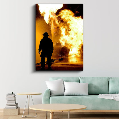 İtfaiyeci - Cesur Müdahale Anı Kanvas Tablo