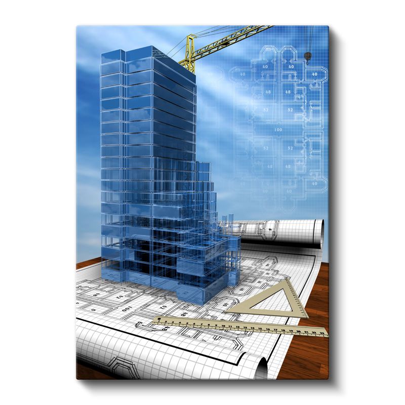 İnşaat Mühendisi - Bina Projesi ve Planları Kanvas Tablo
