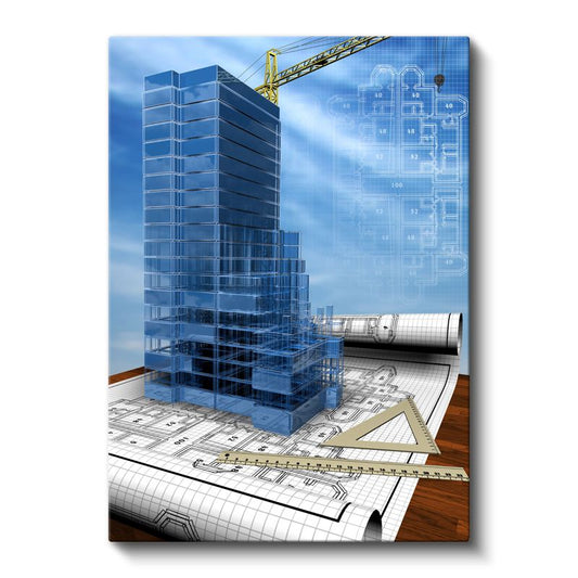 İnşaat Mühendisi - Bina Projesi ve Planları Kanvas Tablo