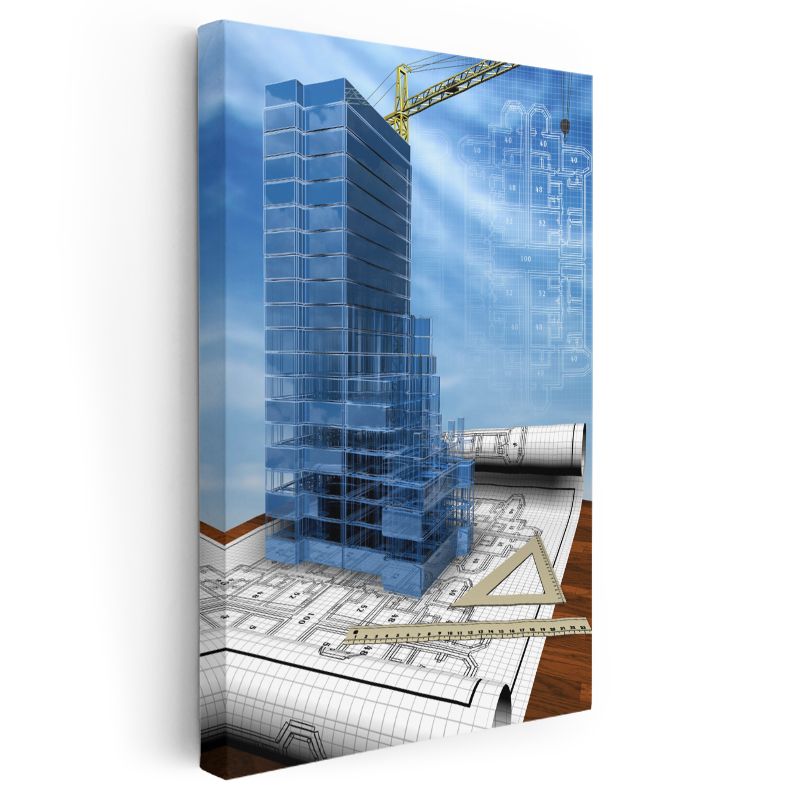 İnşaat Mühendisi - Bina Projesi ve Planları Kanvas Tablo