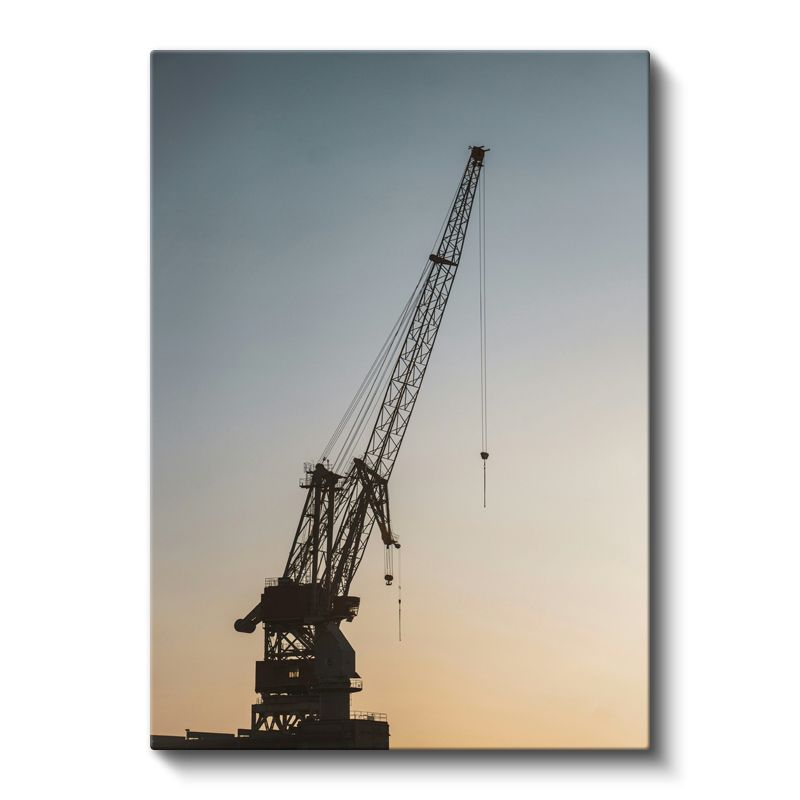 Vinç Operatörü - Gün Batımında İnşaat Kanvas Tablo