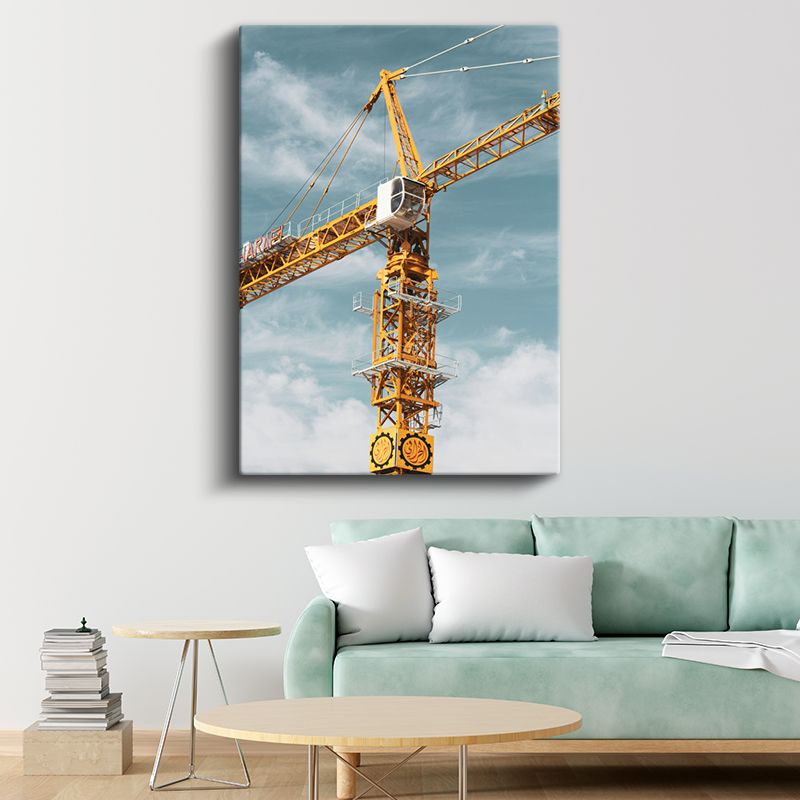 İnşaat Mühendisi - Mavi Gökyüzünde Vinç Kanvas Tablo