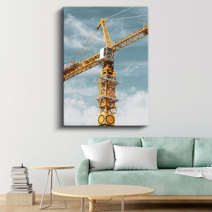 İnşaat Mühendisi - Mavi Gökyüzünde Vinç Kanvas Tablo