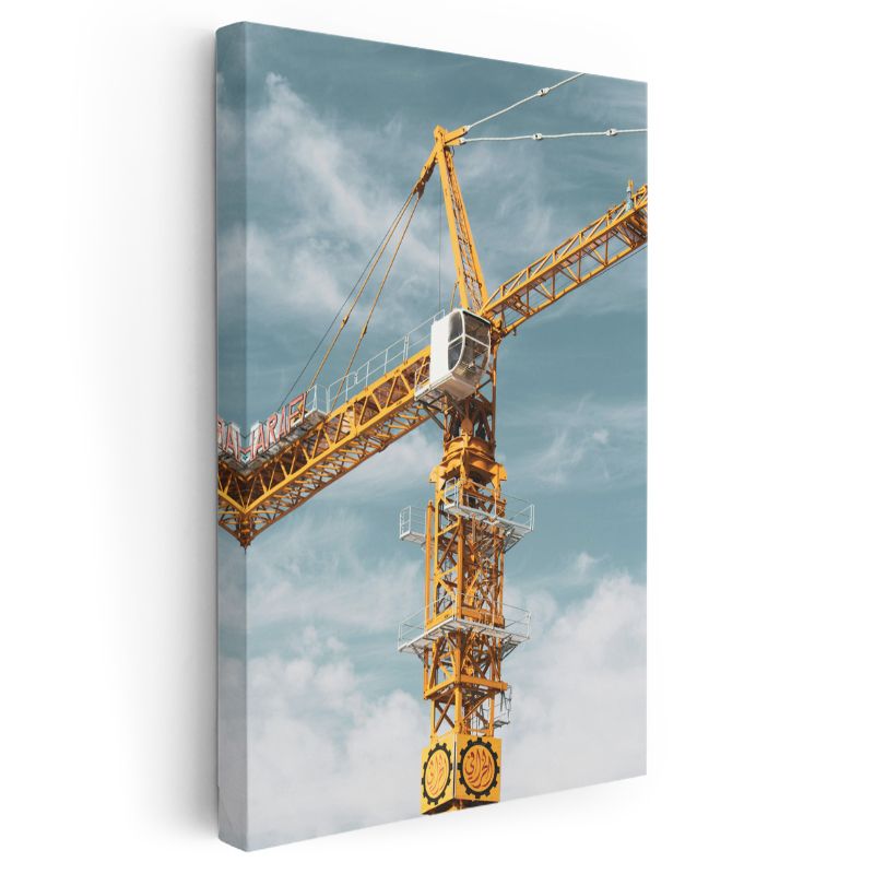 İnşaat Mühendisi - Mavi Gökyüzünde Vinç Kanvas Tablo