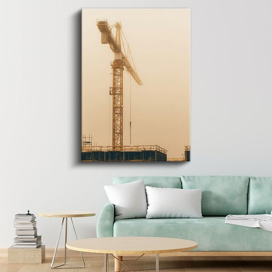 İnşaat Mühendisi - Şantiye ve Yapı İskeleti Kanvas Tablo