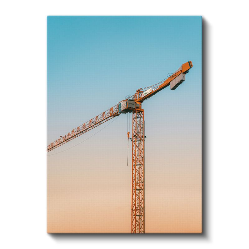 İnşaat Mühendisi - Gün Batımında Vinç Operasyonu Kanvas Tablo
