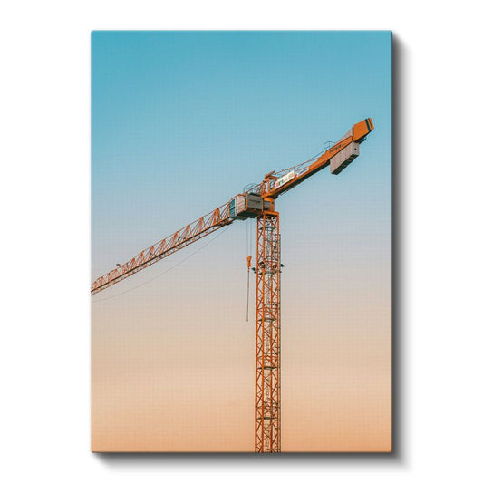 İnşaat Mühendisi - Gün Batımında Vinç Operasyonu Kanvas Tablo