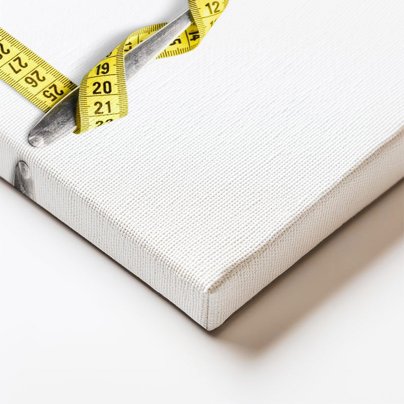 Dikey Kanvas Tablo Çatala Sarılı Mezura Ve Sebze Diyetisyen Tablosu Ev Ofis Duvar Dekoru