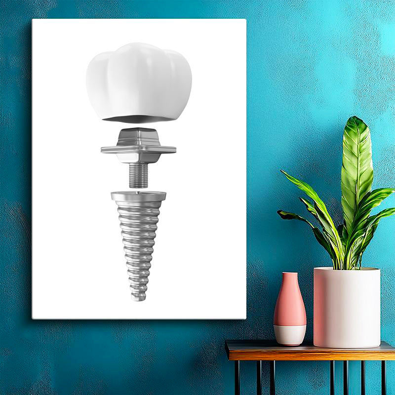 Dikey Kanvas Tablo Dental İmplant Parçaları Diş Hekimi Tablosu Ev Ofis Duvar Dekoru