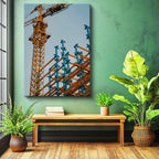 Dikey Kanvas Tablo Sarı Vinç Ve Çelik İskelet İnşaat Mühendisi Tablosu Ev Ofis Duvar Dekoru