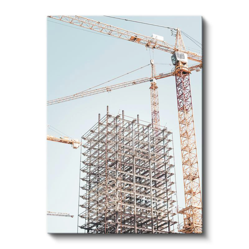 Dikey Kanvas Tablo Çelik Yapı İskeleti Ve Vinçler İnşaat Mühendisi Tablosu Ev Ofis Duvar Dekoru