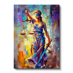 Dikey Kanvas Tablo Boya Efektli Adalet Tanrıçası Adalet Tablosu Ev Ofis Duvar Dekoru