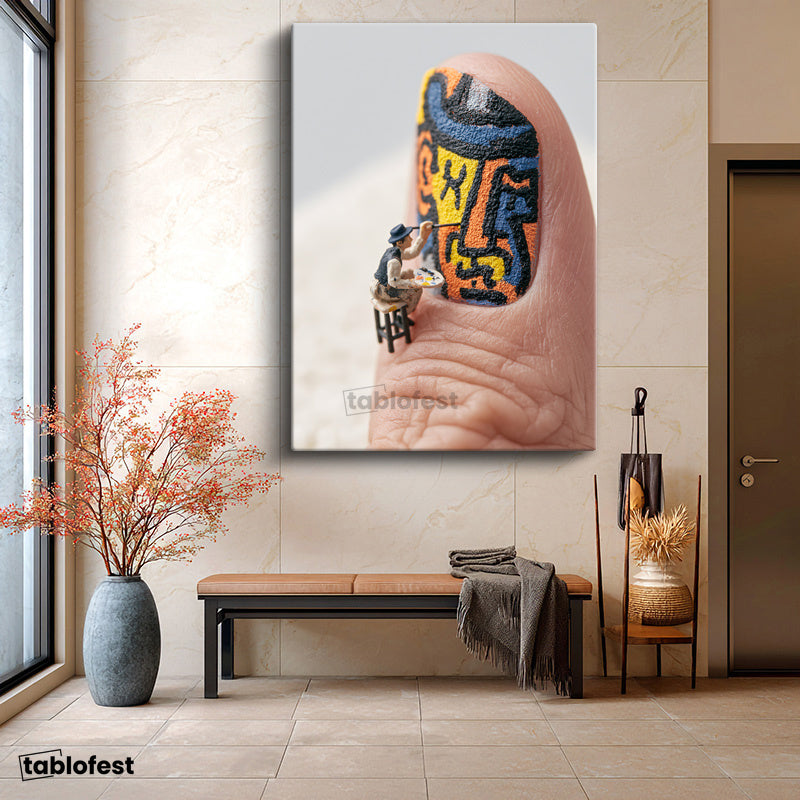 Dikey Kanvas Tablo Minyatür Ressam Sanat Tablosu Ev Ofis Duvar Dekoru
