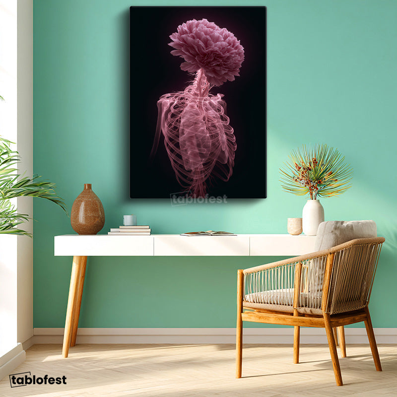Dikey Kanvas Tablo İnsan Anatomisi Çiçek Anatomik Tablo Ev Ofis Duvar Dekoru