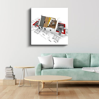 Mimar - Ev Tasarımı ve Proje Planı Kanvas Tablo