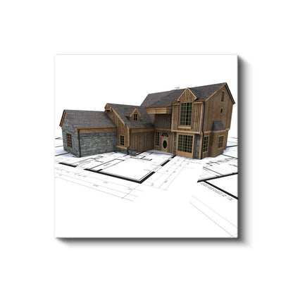 Mimar - Ahşap Detaylı Lüks Konut Tasarımı Kanvas Tablo