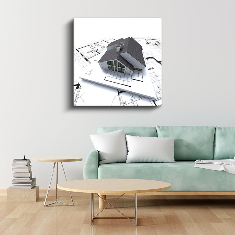 Mimar - Çatı Detaylı Konut Projesi Kanvas Tablo