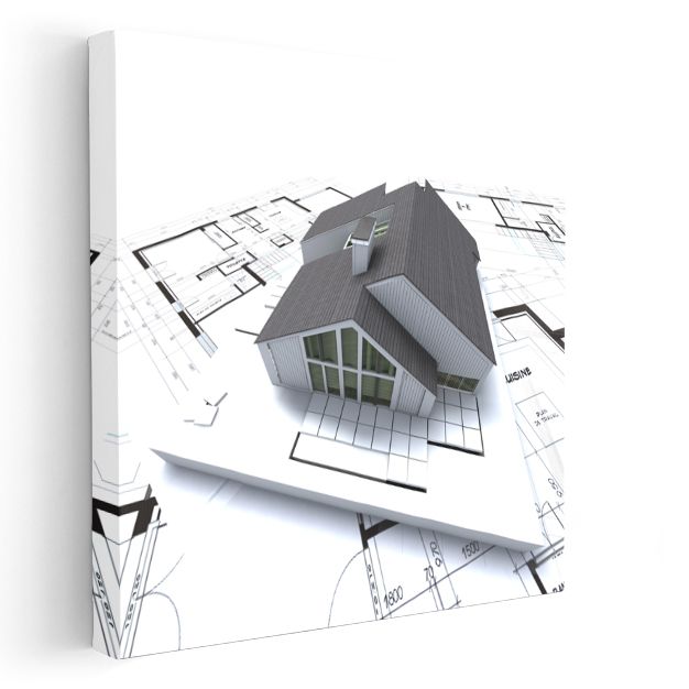 Mimar - Çatı Detaylı Konut Projesi Kanvas Tablo